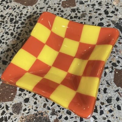Brendan Eilola Square Checkered Party Plate in Red & Yellow